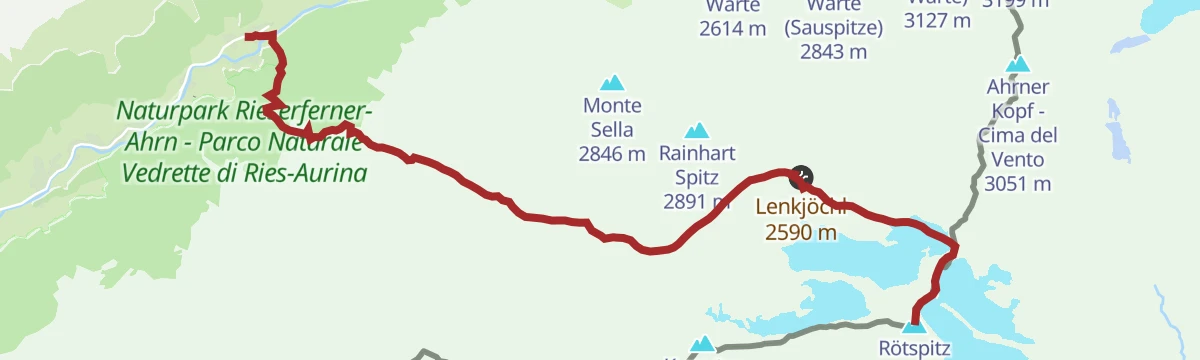 Route map: Mountain tour to the Rötspitze